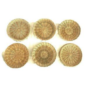 6 Vintage Wicker Plate Holders 9.5" - Use with Paper Plates or Wall Hanging